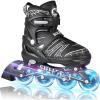imageSULIFEEL Inline Skates with Blades for Kids Boys Youth Ages 612 812 58 with Light up Wheels 4 Sizes Adjustable Roller Skates for Beginners Indoor Outdoor SportsSpider Black