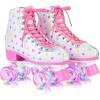 imageSULIFEEL Roller Skates for Girls and Women with Light up Wheels and Polka Dot Pattern Kids and Adult Roller Sktes for Outdoor and Indoor UseColorful