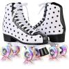 imageSULIFEEL Roller Skates for Girls and Women with Light up Wheels and Polka Dot Pattern Kids and Adult Roller Sktes for Outdoor and Indoor UseWhite