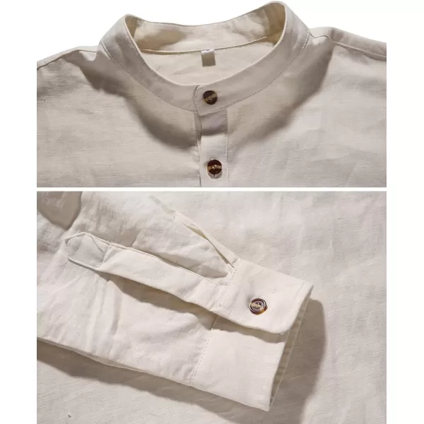 NITAGUT Men Henley Neck Long Sleeve Daily Look Linen Shirts