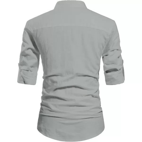 NITAGUT Men Henley Neck Long Sleeve Daily Look Linen Shirts