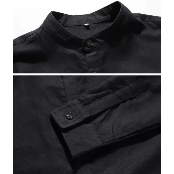 NITAGUT Men Henley Neck Long Sleeve Daily Look Linen Shirts