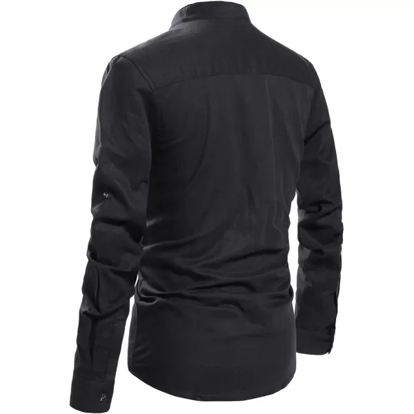 NITAGUT Men Henley Neck Long Sleeve Daily Look Linen Shirts