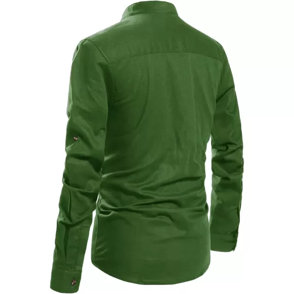 NITAGUT Men Henley Neck Long Sleeve Daily Look Linen Shirts