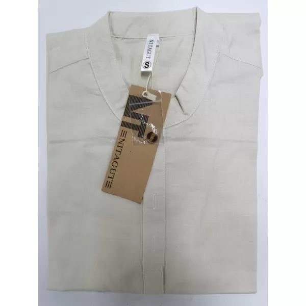 NITAGUT Men Henley Neck Long Sleeve Daily Look Linen Shirts