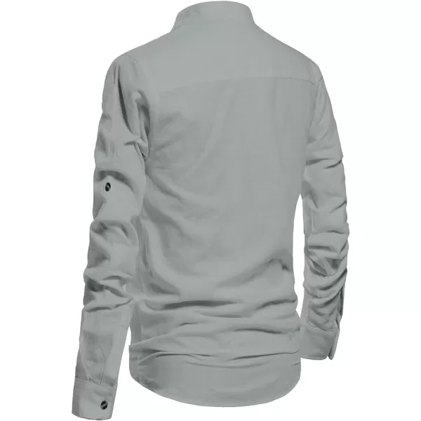 NITAGUT Men Henley Neck Long Sleeve Daily Look Linen Shirts