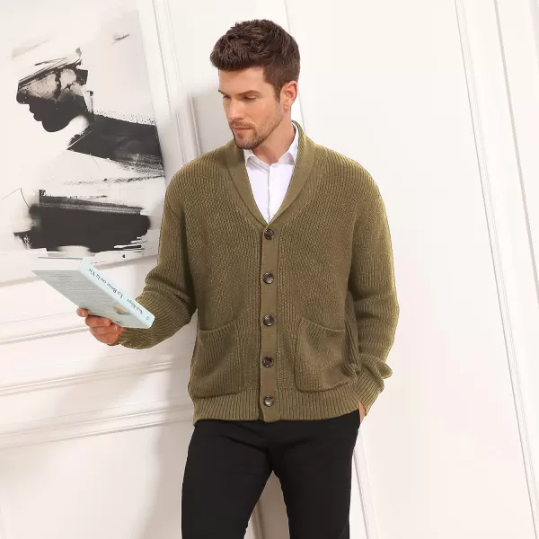 NITAGUT Mens Cardigan Sweater Casual Soft Shawl Collar Cardigan Stylish Cable Knit Button up Cardigan Sweater with Pockets