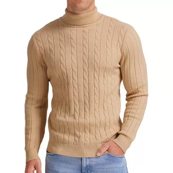 NITAGUT Men's Casual Turtleneck Sweaters Warm Twisted Pattern Knitted Slim Fit Pullover Sweater
