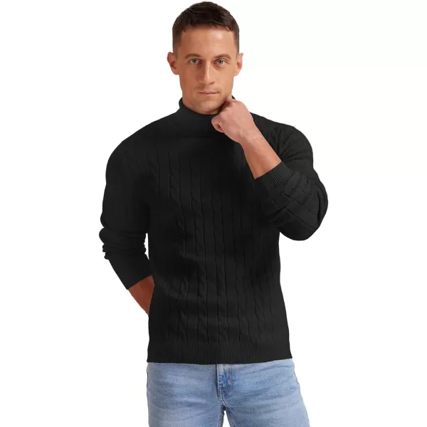 NITAGUT Men's Casual Turtleneck Sweaters Warm Twisted Pattern Knitted Slim Fit Pullover Sweater