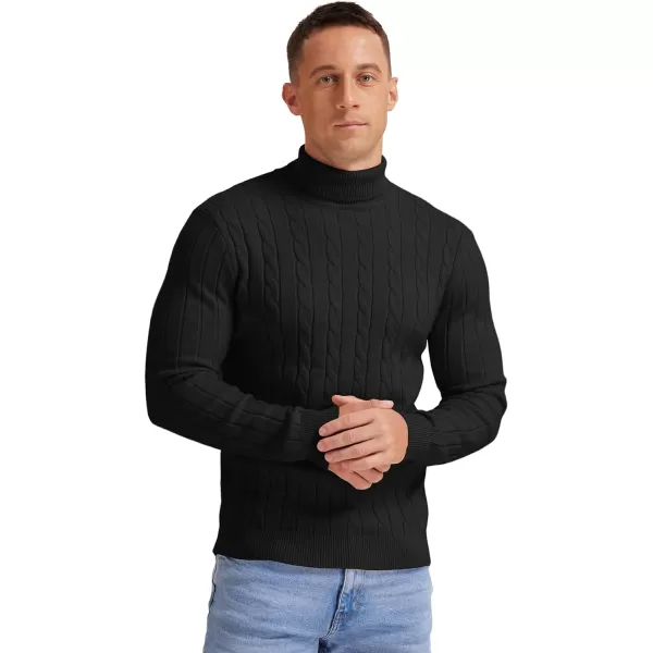 NITAGUT Men's Casual Turtleneck Sweaters Warm Twisted Pattern Knitted Slim Fit Pullover Sweater
