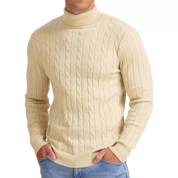 NITAGUT Men's Casual Turtleneck Sweaters Warm Twisted Pattern Knitted Slim Fit Pullover Sweater