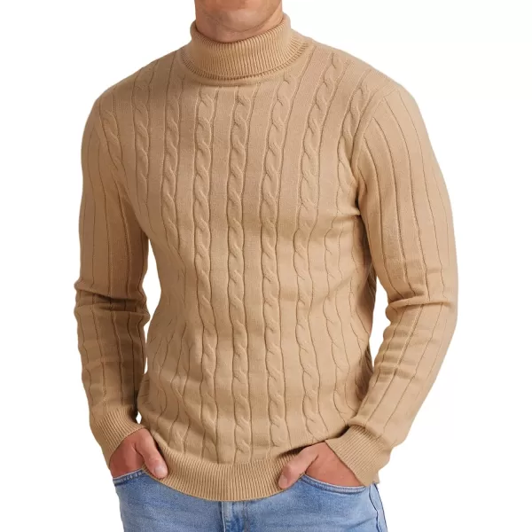 NITAGUT Men's Casual Turtleneck Sweaters Warm Twisted Pattern Knitted Slim Fit Pullover Sweater