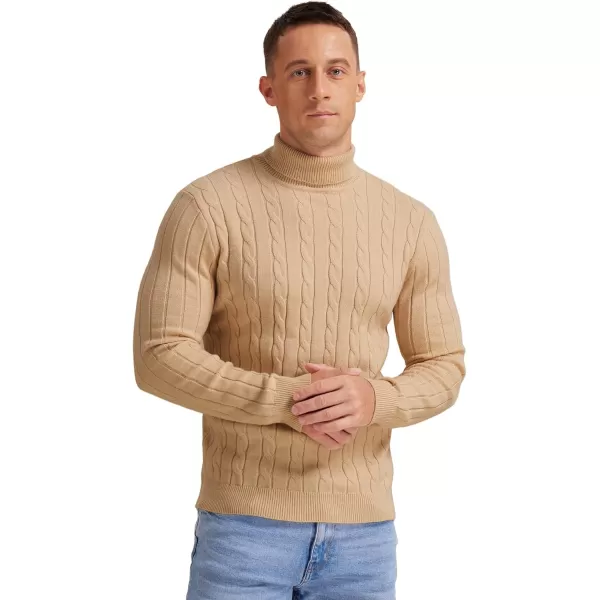 NITAGUT Men's Casual Turtleneck Sweaters Warm Twisted Pattern Knitted Slim Fit Pullover Sweater