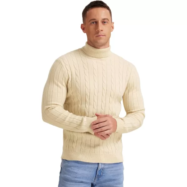 NITAGUT Men's Casual Turtleneck Sweaters Warm Twisted Pattern Knitted Slim Fit Pullover Sweater
