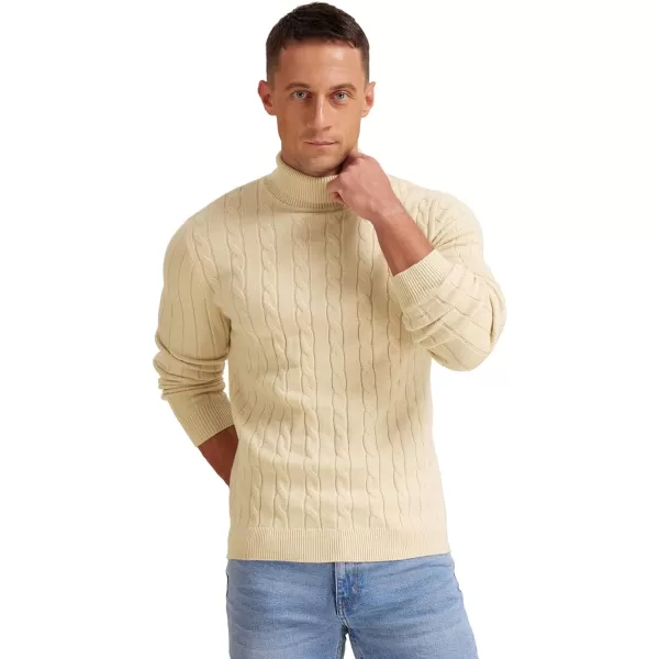 NITAGUT Men's Casual Turtleneck Sweaters Warm Twisted Pattern Knitted Slim Fit Pullover Sweater