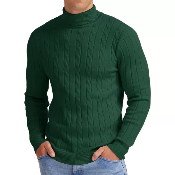 NITAGUT Men's Casual Turtleneck Sweaters Warm Twisted Pattern Knitted Slim Fit Pullover Sweater