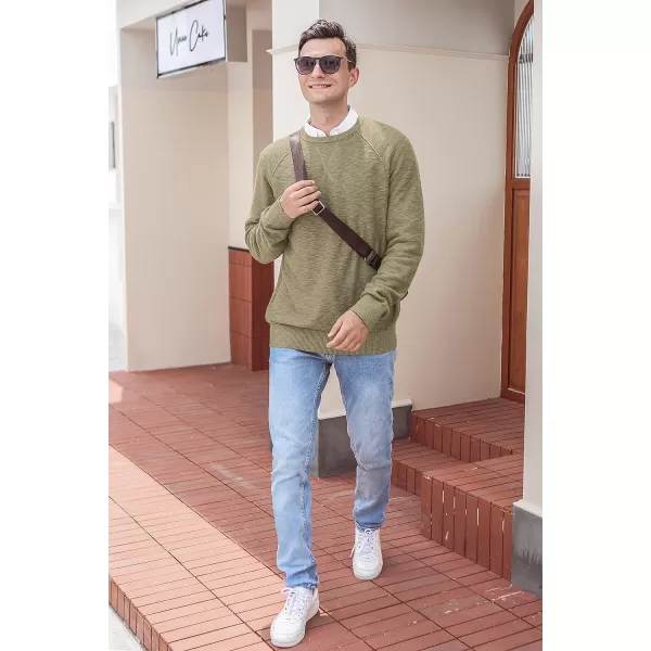 NITAGUT Men's Crewneck Sweater Soft Cotton Rib Knit Casual Rglan Sleeve Classic Pullover Sweater