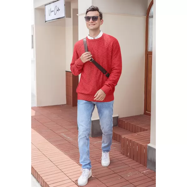 NITAGUT Men's Crewneck Sweater Soft Cotton Rib Knit Casual Rglan Sleeve Classic Pullover Sweater