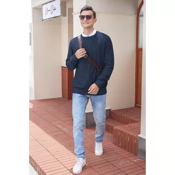 NITAGUT Men's Crewneck Sweater Soft Cotton Rib Knit Casual Rglan Sleeve Classic Pullover Sweater