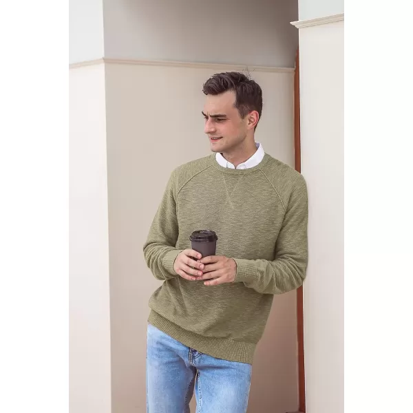 NITAGUT Men's Crewneck Sweater Soft Cotton Rib Knit Casual Rglan Sleeve Classic Pullover Sweater