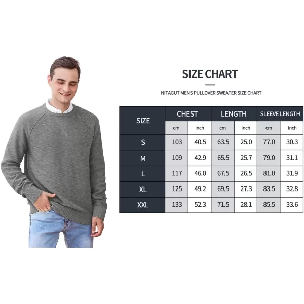 NITAGUT Men's Crewneck Sweater Soft Cotton Rib Knit Casual Rglan Sleeve Classic Pullover Sweater