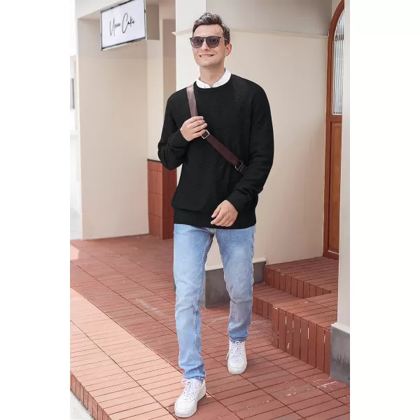 NITAGUT Men's Crewneck Sweater Soft Cotton Rib Knit Casual Rglan Sleeve Classic Pullover Sweater