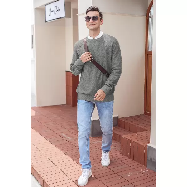 NITAGUT Men's Crewneck Sweater Soft Cotton Rib Knit Casual Rglan Sleeve Classic Pullover Sweater