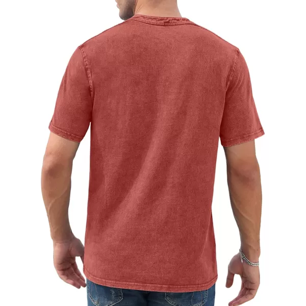 NITAGUT Mens Distressed Henley Shirts Retro Short Sleeve Cotton Tee Shirts Casual Button Down Washed T-Shirts