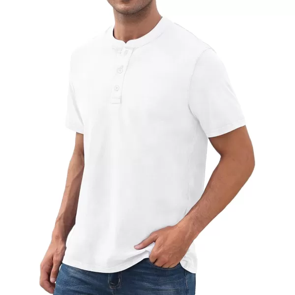NITAGUT Mens Distressed Henley Shirts Retro Short Sleeve Cotton Tee Shirts Casual Button Down Washed T-Shirts