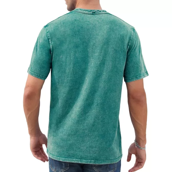 NITAGUT Mens Distressed Henley Shirts Retro Short Sleeve Cotton Tee Shirts Casual Button Down Washed T-Shirts