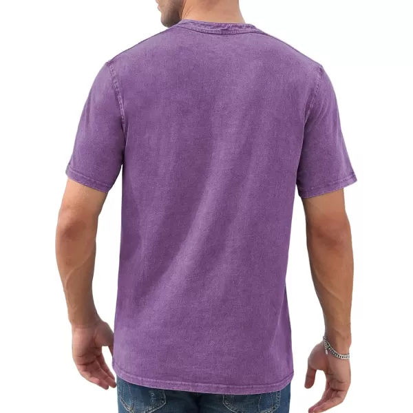 NITAGUT Mens Distressed Henley Shirts Retro Short Sleeve Cotton Tee Shirts Casual Button Down Washed T-Shirts