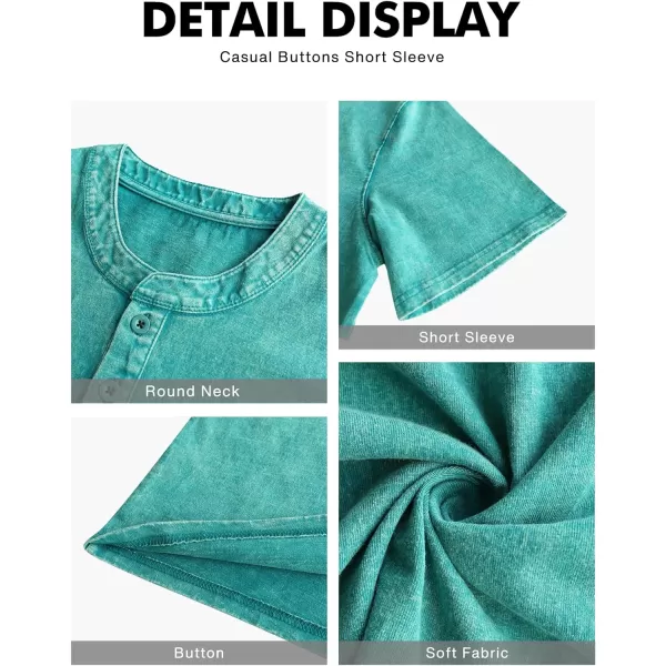 NITAGUT Mens Distressed Henley Shirts Retro Short Sleeve Cotton Tee Shirts Casual Button Down Washed T-Shirts