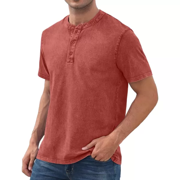 NITAGUT Mens Distressed Henley Shirts Retro Short Sleeve Cotton Tee Shirts Casual Button Down Washed T-Shirts