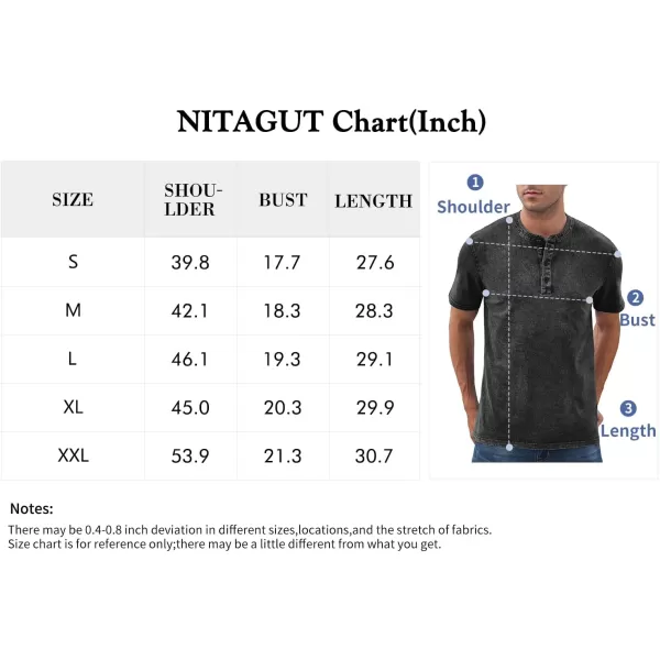 NITAGUT Mens Distressed Henley Shirts Retro Short Sleeve Cotton Tee Shirts Casual Button Down Washed T-Shirts