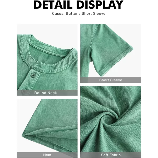 NITAGUT Mens Distressed Henley Shirts Retro Short Sleeve Cotton Tee Shirts Casual Button Down Washed T-Shirts