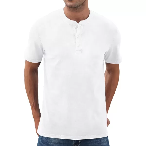 NITAGUT Mens Distressed Henley Shirts Retro Short Sleeve Cotton Tee Shirts Casual Button Down Washed T-Shirts