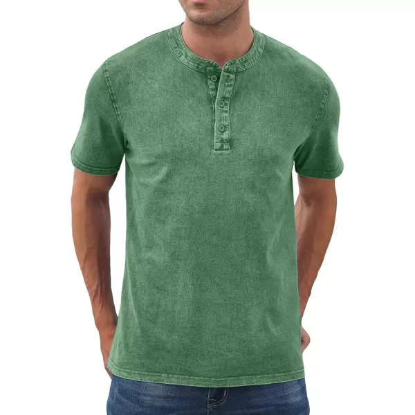 NITAGUT Mens Distressed Henley Shirts Retro Short Sleeve Cotton Tee Shirts Casual Button Down Washed T-Shirts
