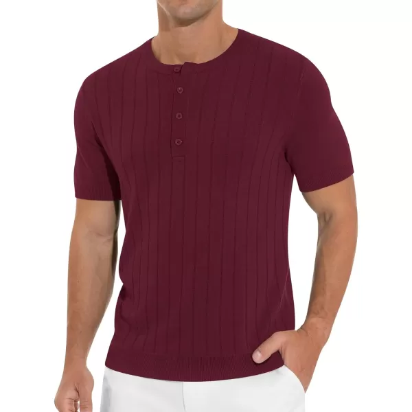 NITAGUT Mens Henley Shirts Knit Solid Casual Slim Fit Short Sleeve T-Shirt with Button