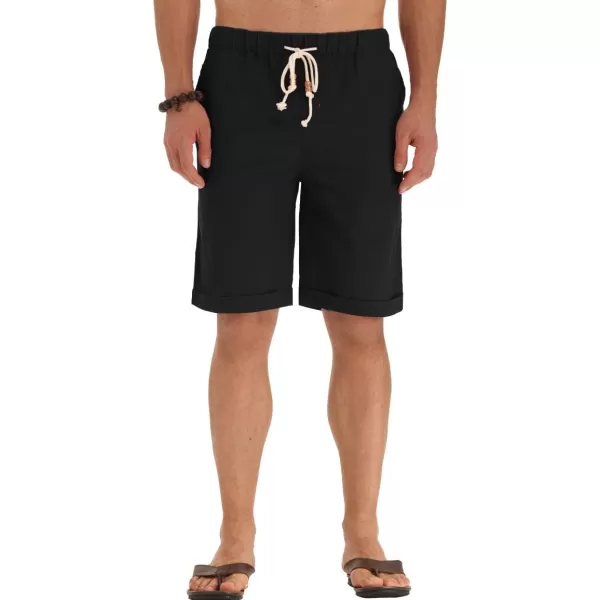 NITAGUT Men's Linen Casual Classic Fit Short Drawstring Summer Beach Shorts