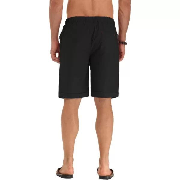 NITAGUT Men's Linen Casual Classic Fit Short Drawstring Summer Beach Shorts
