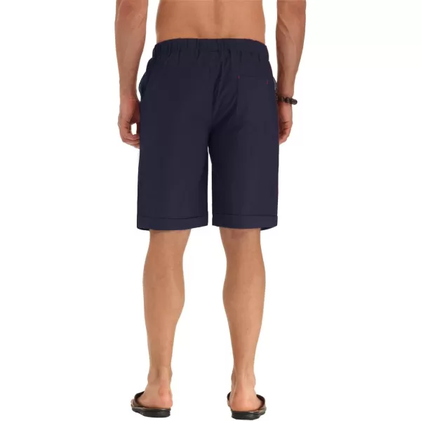 NITAGUT Men's Linen Casual Classic Fit Short Drawstring Summer Beach Shorts
