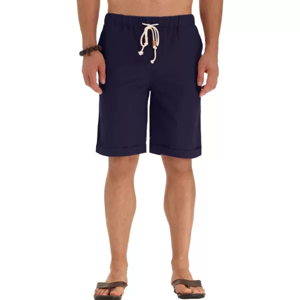 NITAGUT Men's Linen Casual Classic Fit Short Drawstring Summer Beach Shorts