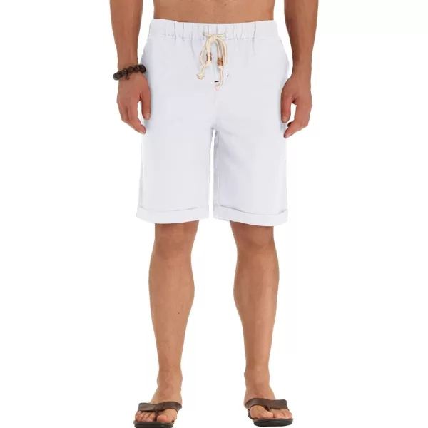NITAGUT Men's Linen Casual Classic Fit Short Drawstring Summer Beach Shorts