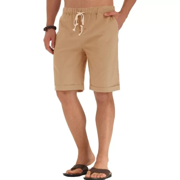 NITAGUT Men's Linen Casual Classic Fit Short Drawstring Summer Beach Shorts