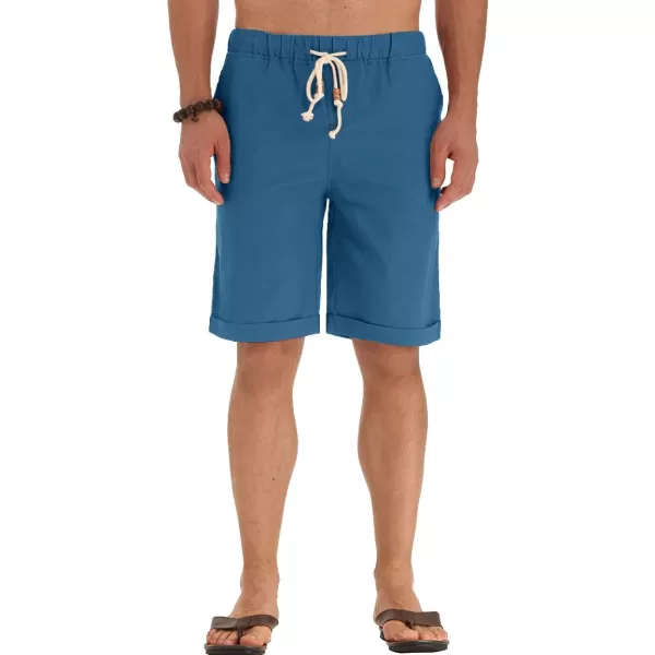 NITAGUT Men's Linen Casual Classic Fit Short Drawstring Summer Beach Shorts