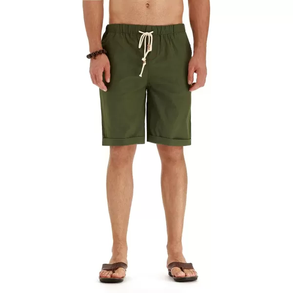 NITAGUT Men's Linen Casual Classic Fit Short Drawstring Summer Beach Shorts