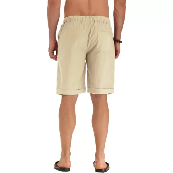 NITAGUT Men's Linen Casual Classic Fit Short Drawstring Summer Beach Shorts