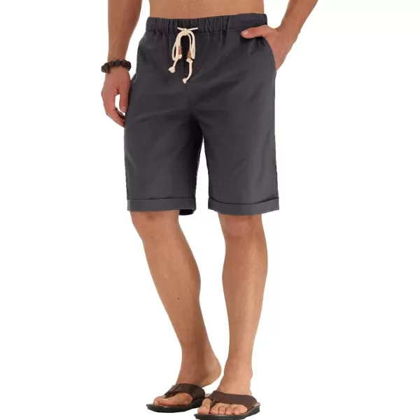NITAGUT Men's Linen Casual Classic Fit Short Drawstring Summer Beach Shorts