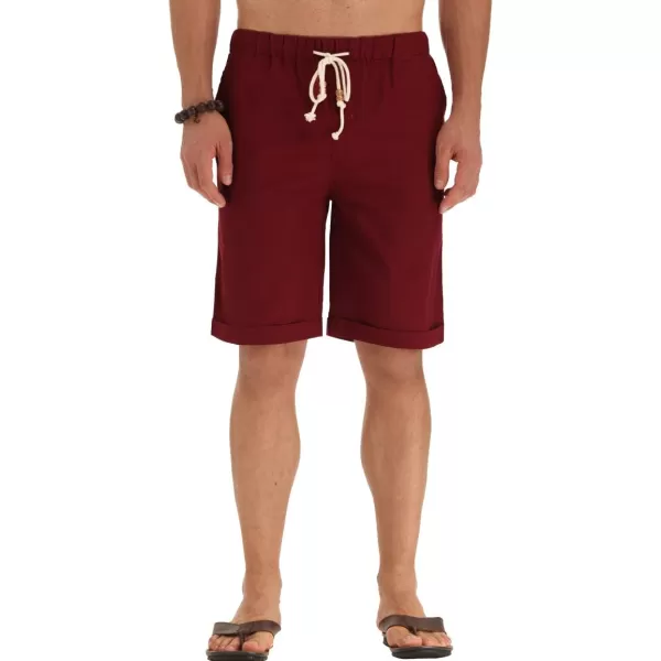 NITAGUT Men's Linen Casual Classic Fit Short Drawstring Summer Beach Shorts