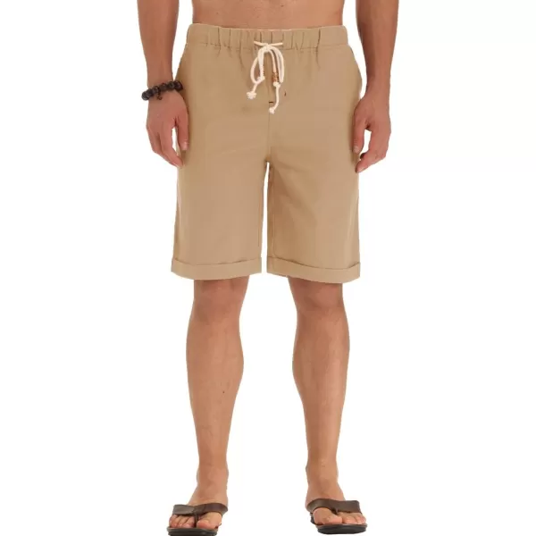 NITAGUT Men's Linen Casual Classic Fit Short Drawstring Summer Beach Shorts